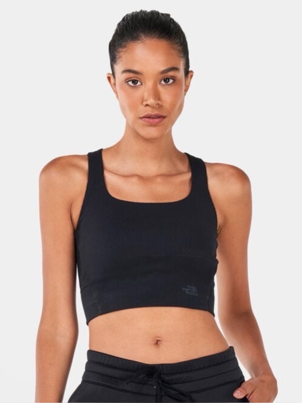 The North Face Knit Tank Women’s M Ribbed Cropped Sports Bra Black Activewear